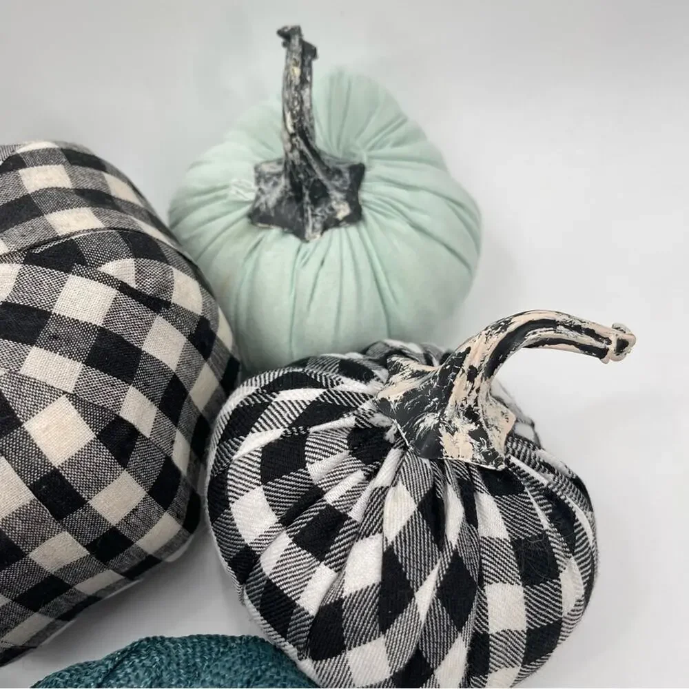 PUMPKIN Decor x 7 Home Buffalo Check Blue Table Mantel Fabric Gingham Fall